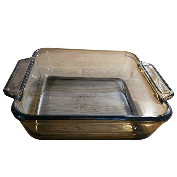 Anchor Hocking Amber Square Baking Glass 8" brown dish 2qt colorful kitchen bake - Picture 1 of 6